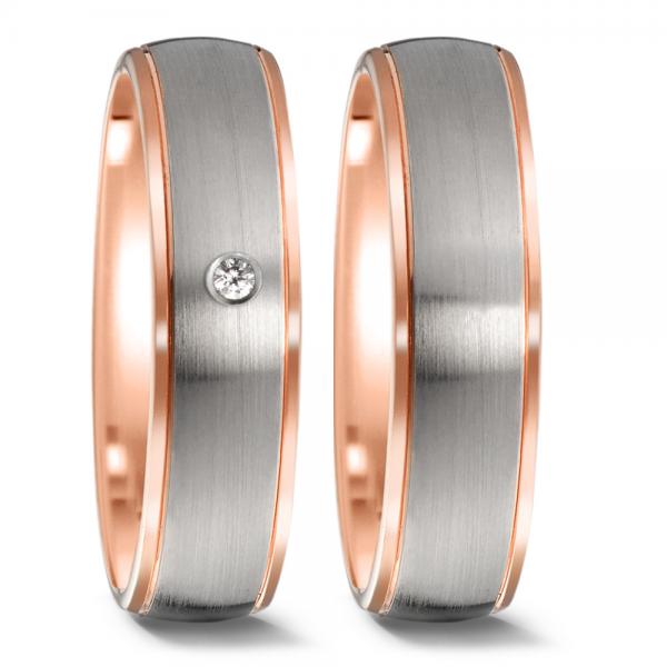 Trauringe Weiss-Rotgold von Weidner 62181 + 72181